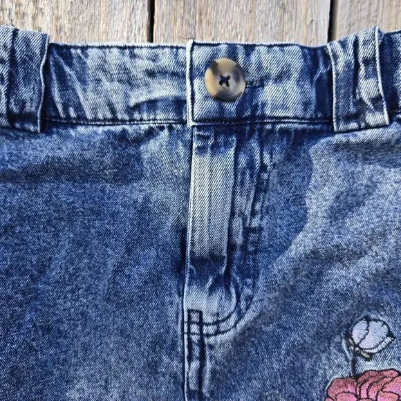 Francesca's Blue Rain Denim Skirt Embroidered Mini Size XS Y2K 90s Retro NWT - Picture 3 of 8